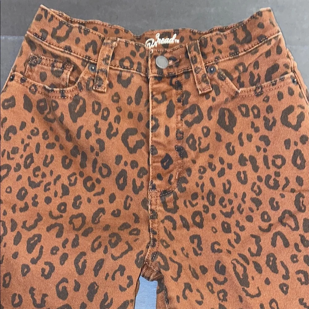 Universal Thread Womens 0/25R Vintsge Straight Leg Jeans Brown Leopard - Picture 11 of 14